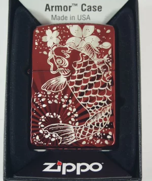 ジッポーライター： Zippo アーマー // 鯉桜 // 昇り鯉 レッド Armor