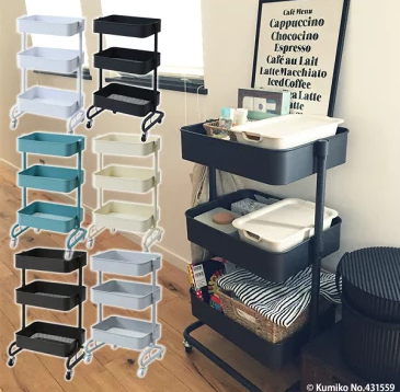 バスケットトローリー キッチンワゴン キャスター付き